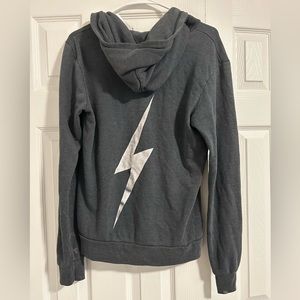 Aviator Nation Lightning Bolt Grey Full Zip-Up Hoodie Size Medium